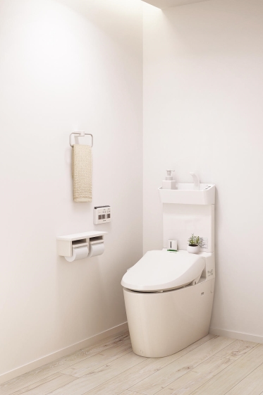 施工例　１．２階トイレ付、来客時にも便利です。